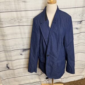 Lane Bryant dark blue chambray style blazer jacket